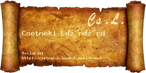 Csetneki Lénárd névjegykártya